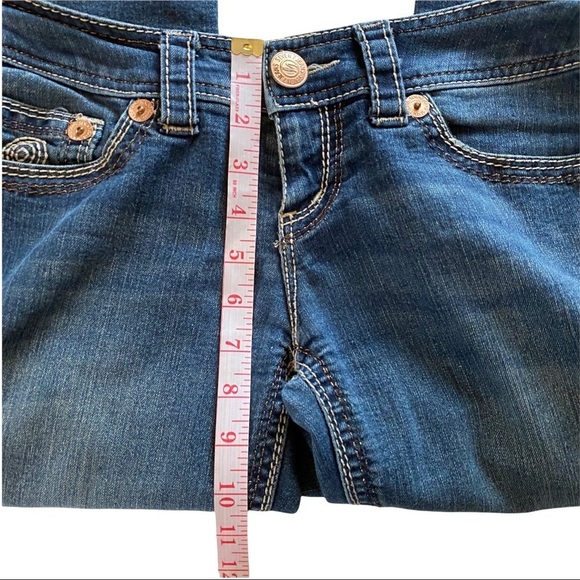 Seven7 Skinny Medium Wash Denim Light Fading Thick Stitch Embroidered Jeans 4x30 - Picture 7 of 9